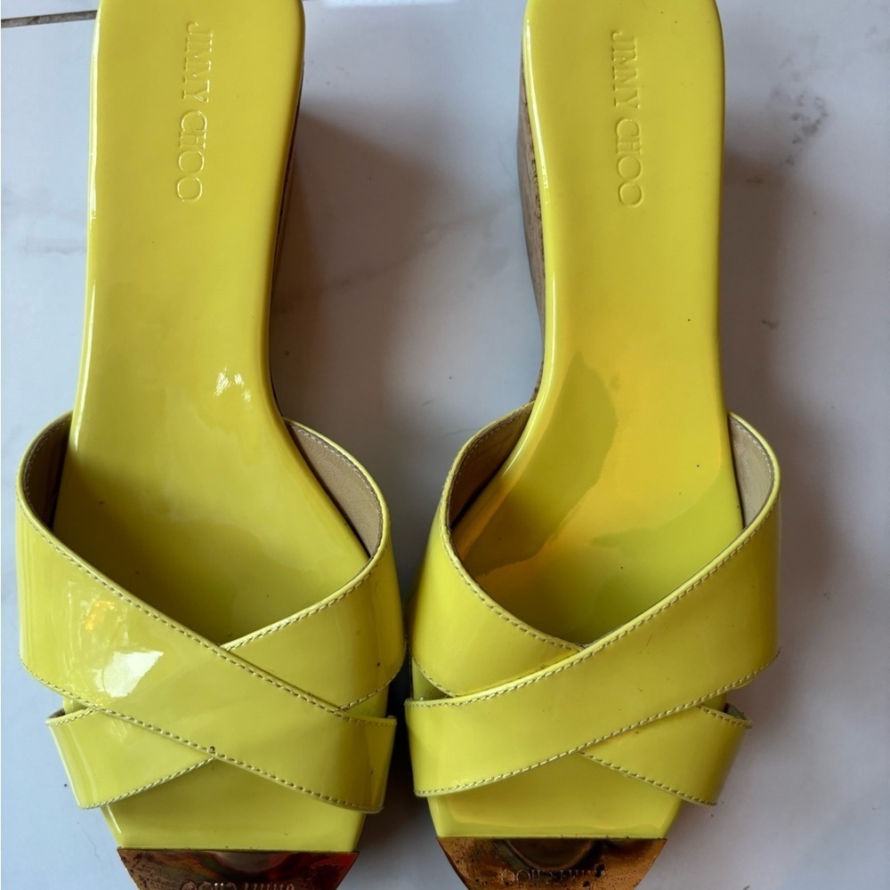Jimmy Choo Lemon Yellow Mules - Picture 6 of 8